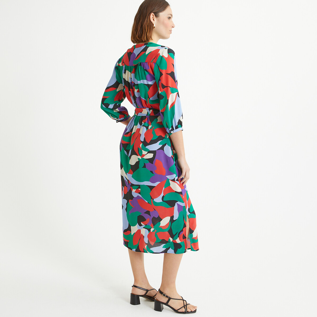 Full Midi Dress in Floral Print print/black background, ANNE WEYBURN
