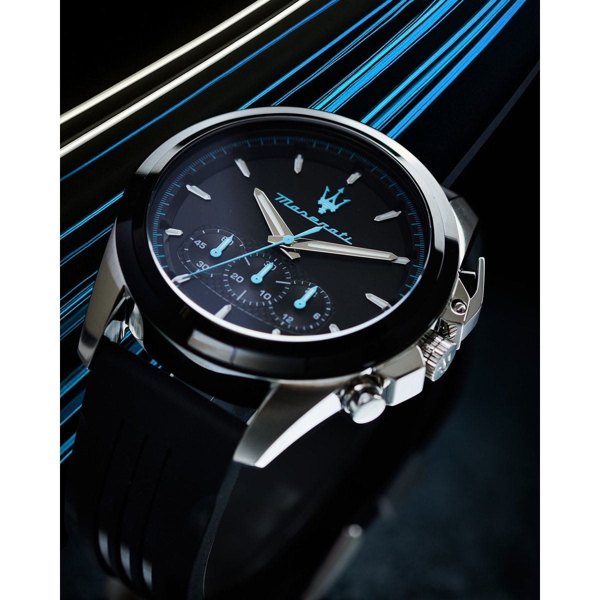 Montre-chronographe TRAGUARDO noir, brillant, MASERATI