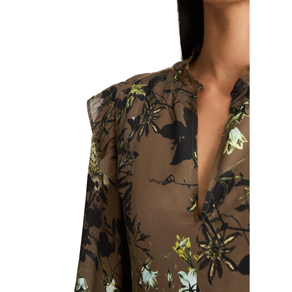 Robe courte coupe trapèze en crêpe de viscose fluide marron, MARC O'POLO