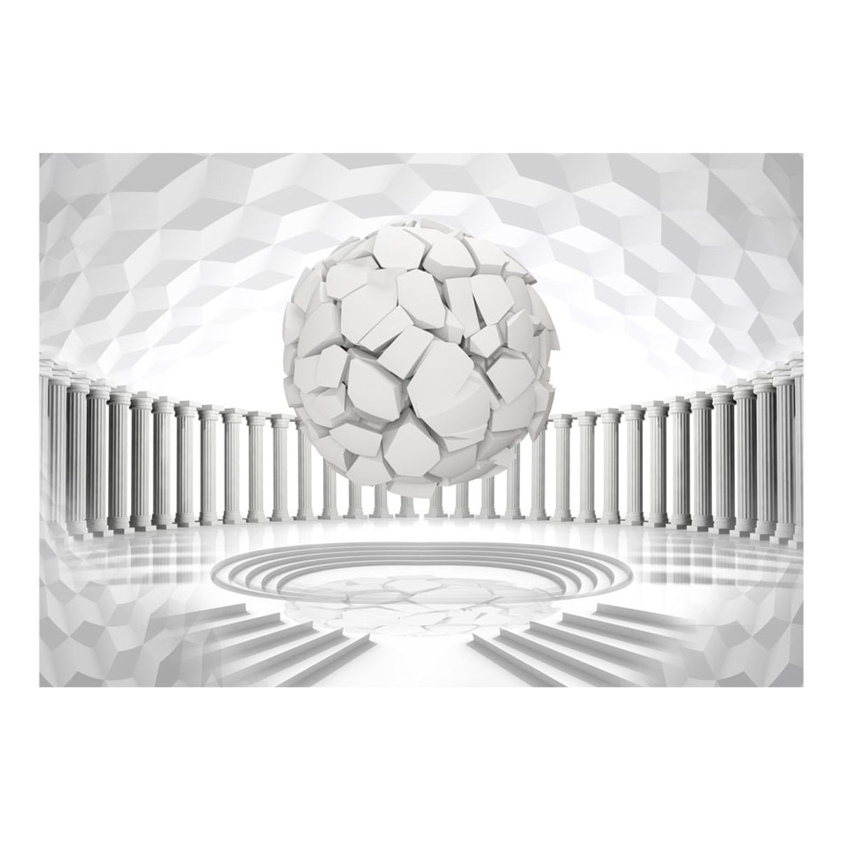Papier peint intissé panoramique Abstractions Hidden Geometry gris / argent, EDEN
