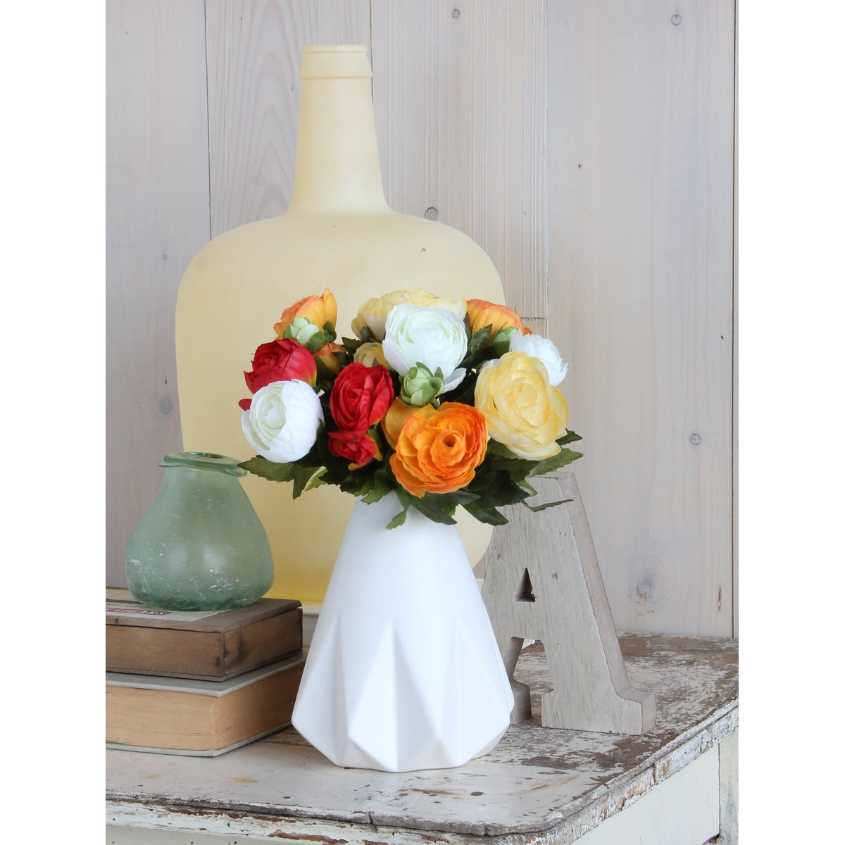 Bouquet de fleurs Ø19 cm RANUNCULUS orange, MICA DECORATIONS