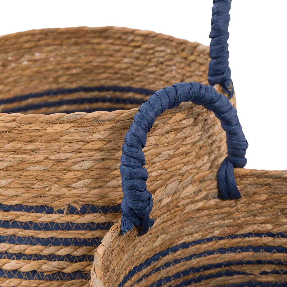 Set of 3 Diso Seagrass Basket in Blue Stripe blue, ÉDITÉ