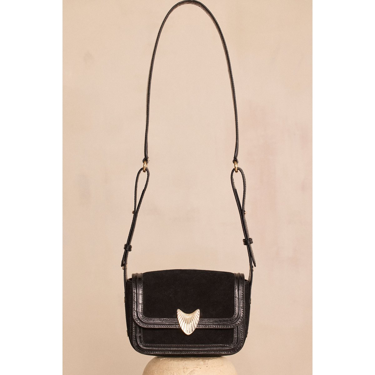 Sac en cuir LEONARD MINI noir, Maison 123