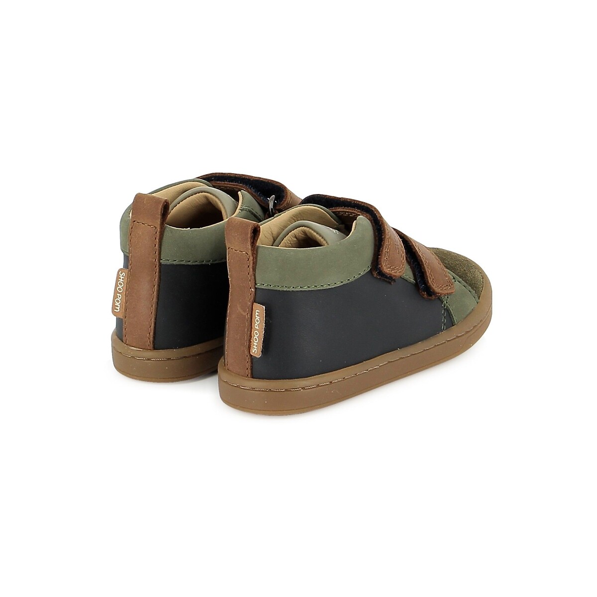 Baskets montantes en cuir, KIKO SCRATCH kaki/bleu marine, SHOO POM