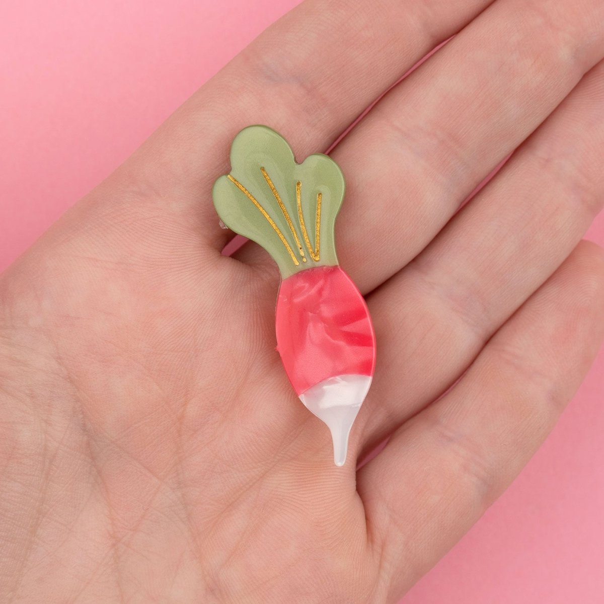 Barrette RADIS rose et vert, COUCOU SUZETTE