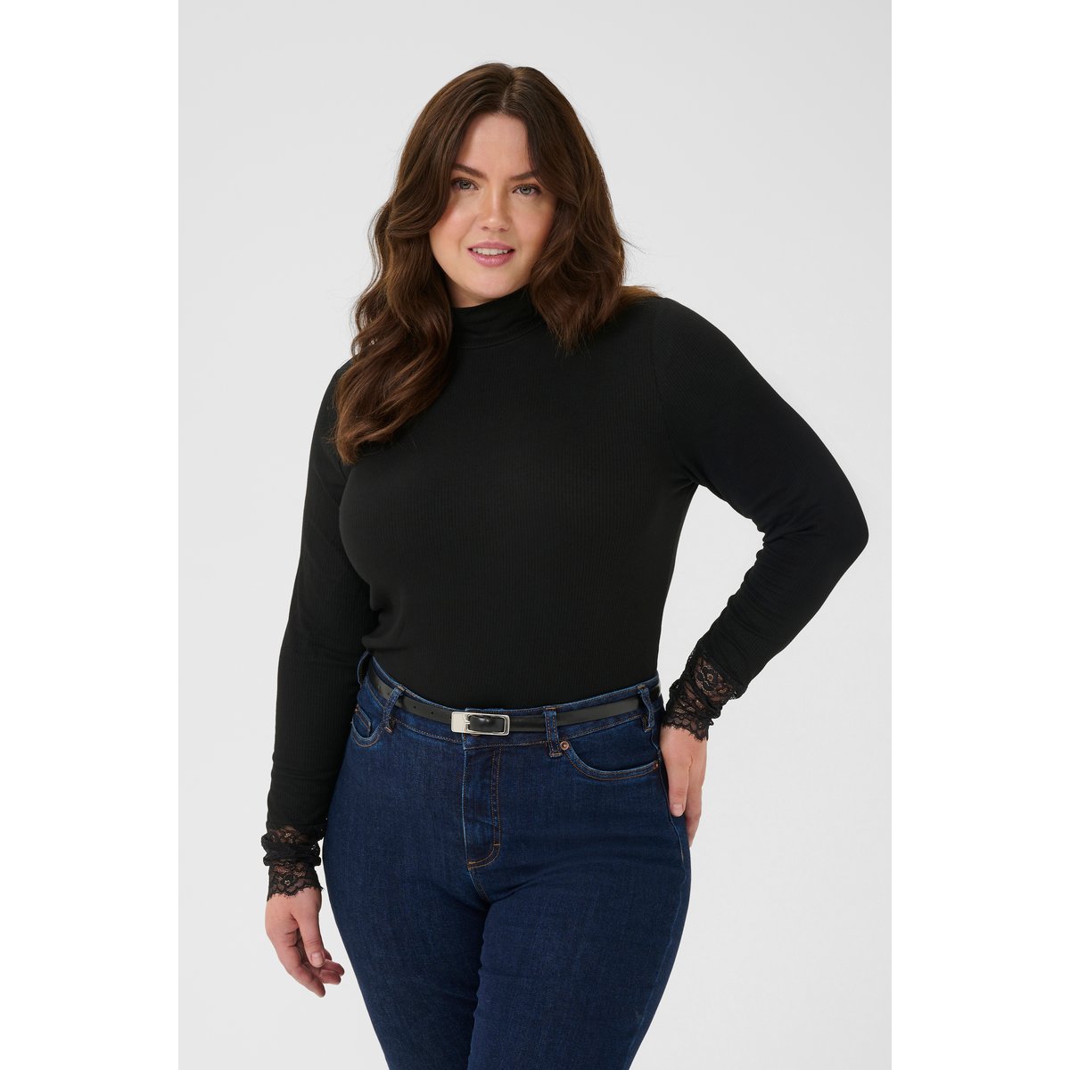 T-shirt noir black deep, KAFFE CURVE