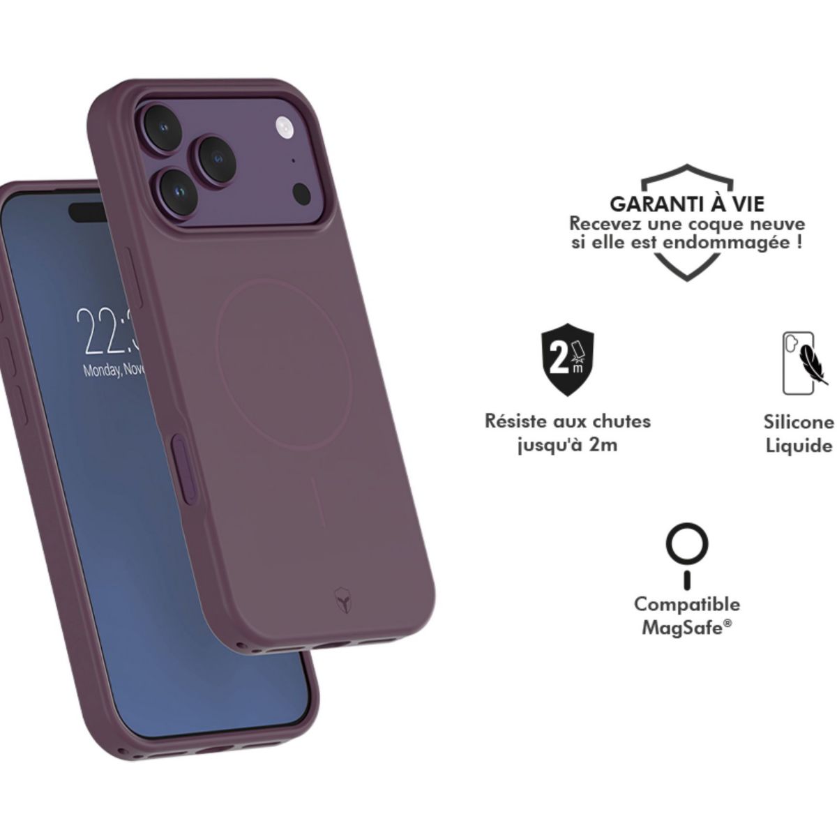 Coque iPhone 18 Pro Max/17 Pro Max Magsafe Vio couleur unique, FORCE CASE