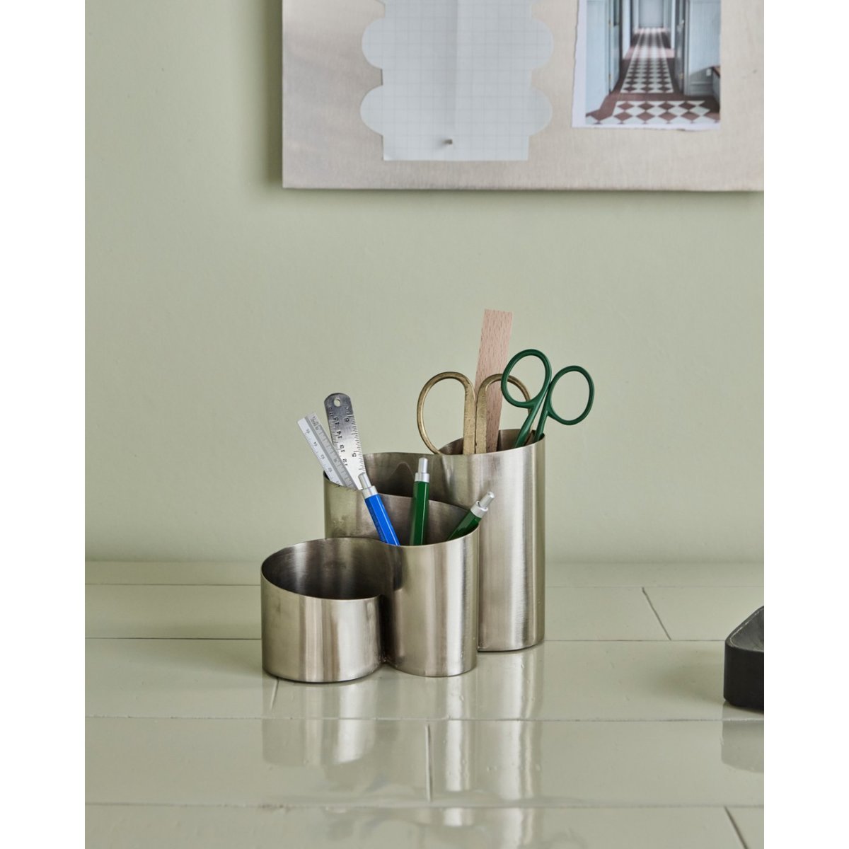Organiseur de bureau Curve finition argentée, HOUSE DOCTOR