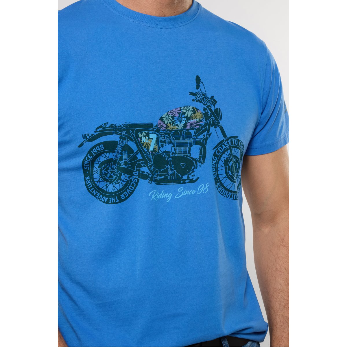 T-shirt graphique moto bleu, JOE BROWNS