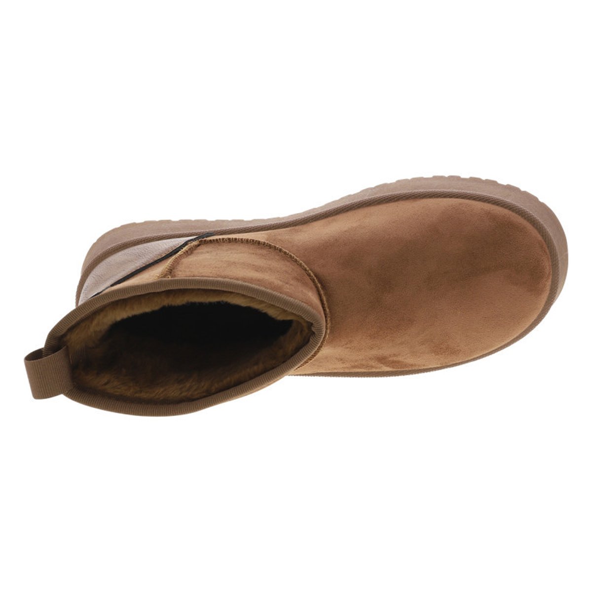 Boots noires à talon plateau et à slip-on avec l'intérieur en fausse marron, MUSTANG