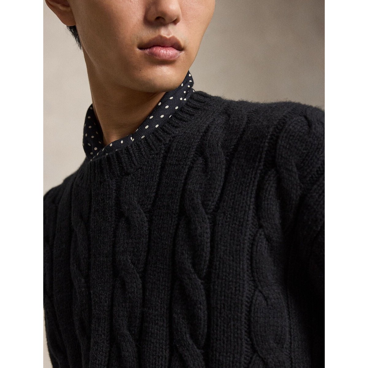 Kabeltrui van wolmix, Relaxed Fit zwart, POLO RALPH LAUREN