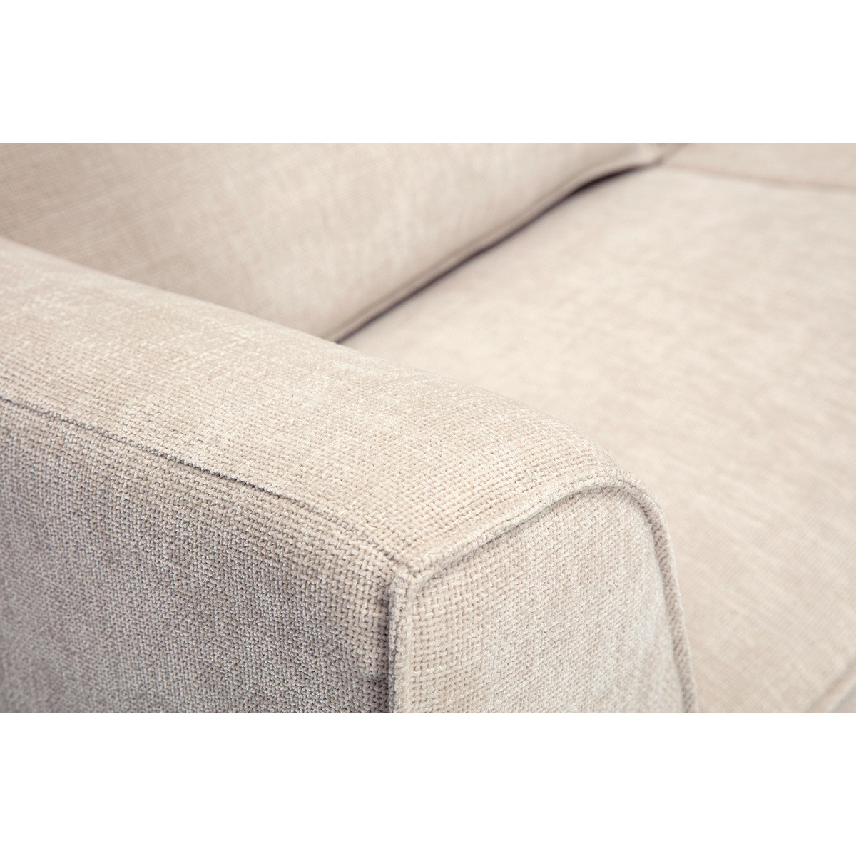 Canapé design en tissu effet velours texturé beige 3 places GRAMMY beige, MILIBOO