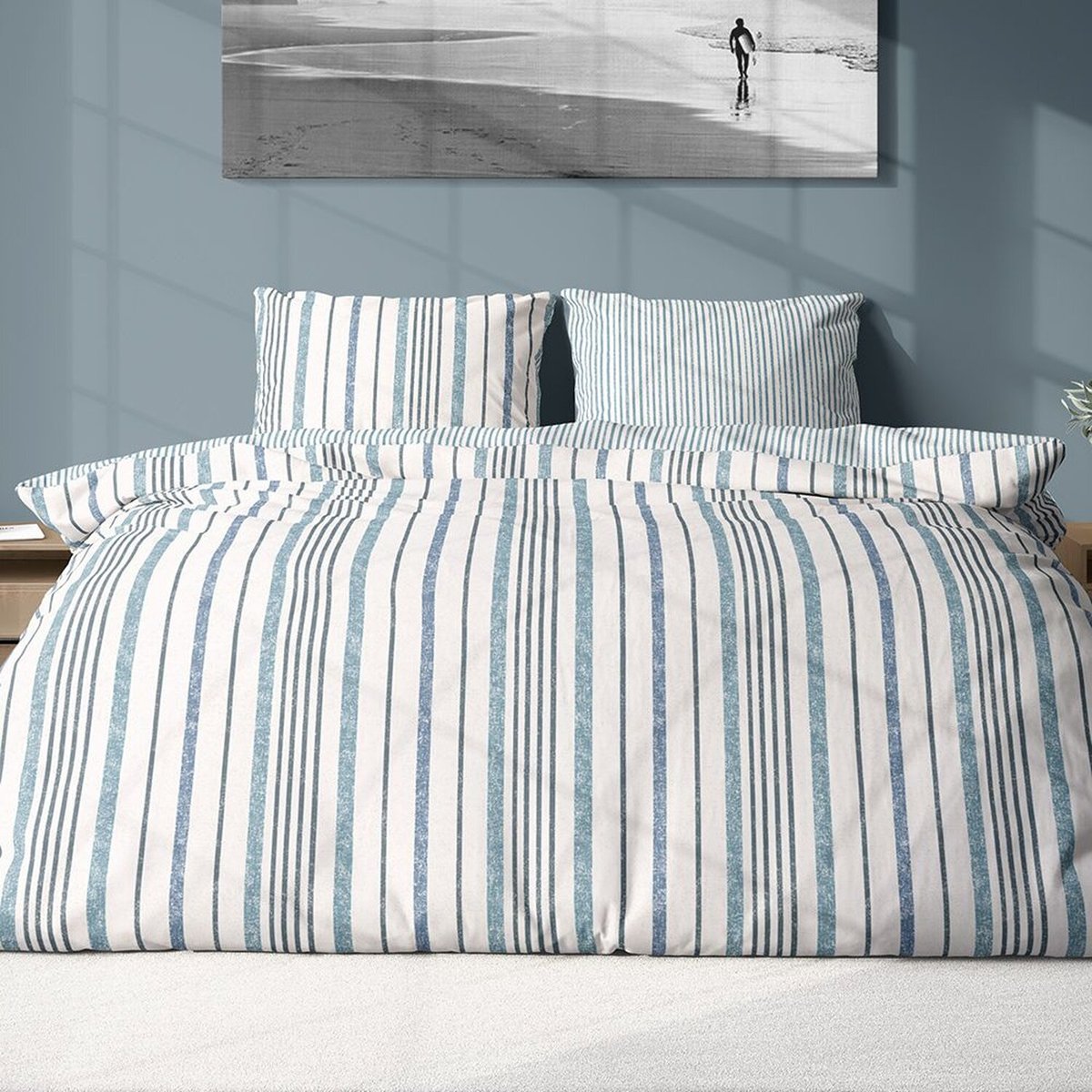 Parure housse de couette en coton imprimée, Calanque blanc, C DESIGN HOME TEXTILE