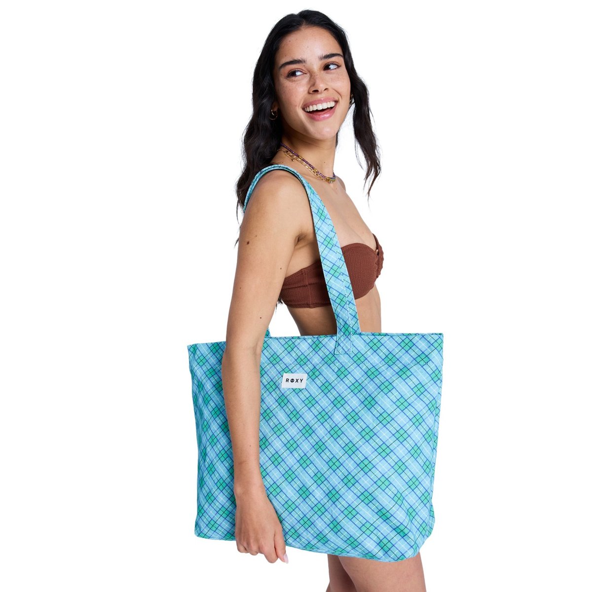 Grand sac tote SWEETER THAN HONEY. vert katydid as if plaid, ROXY