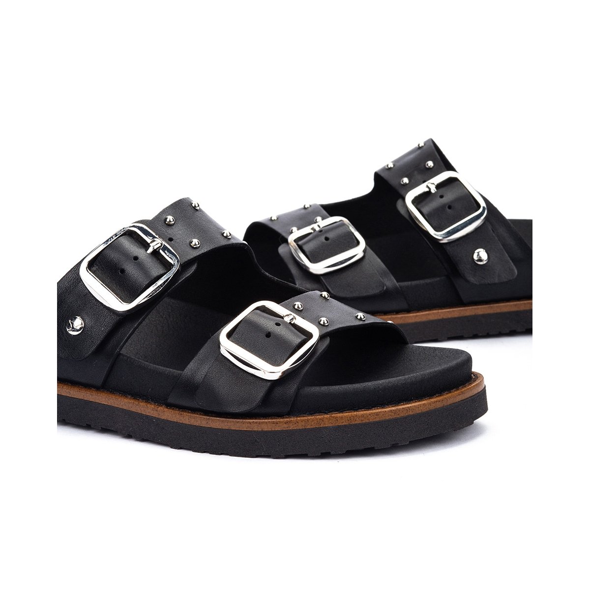 Sandales plates cuir Aitana black, PIKOLINOS