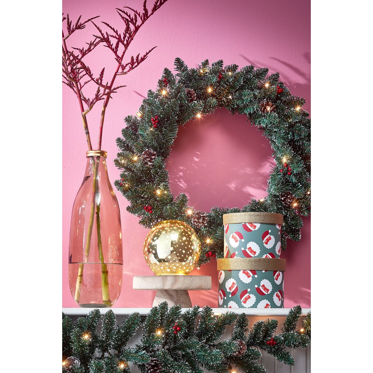 Couronne de Noël avec LED CRESTON vert, BLACK BOX TREES