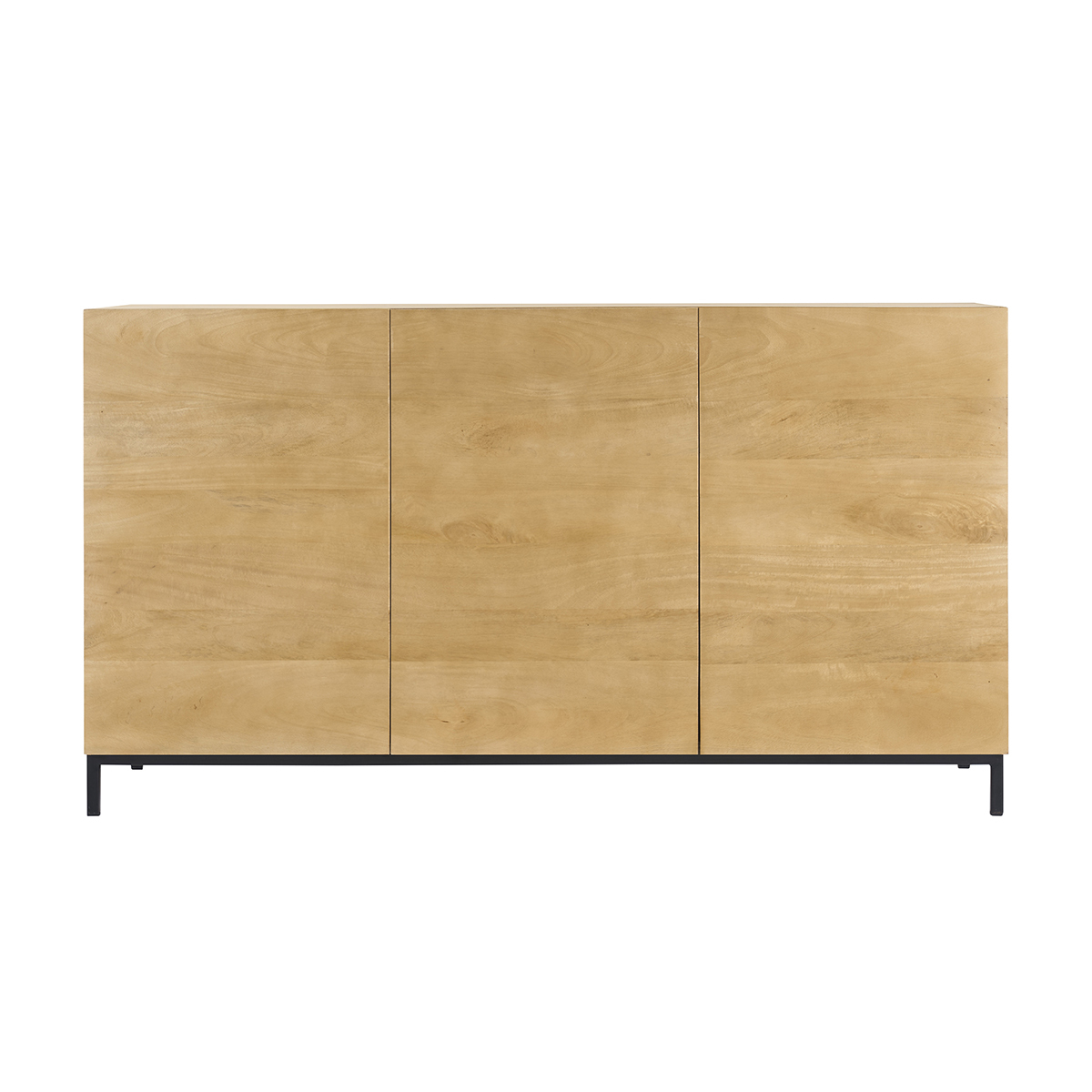 Buffet industriel en bois manguier massif et métal noir 3 portes L145 cm YPSTER bois clair / noir, MILIBOO