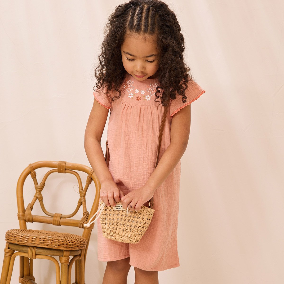 Robe enfant en gaze de coton Mindanao rose, PETIT BEGUIN