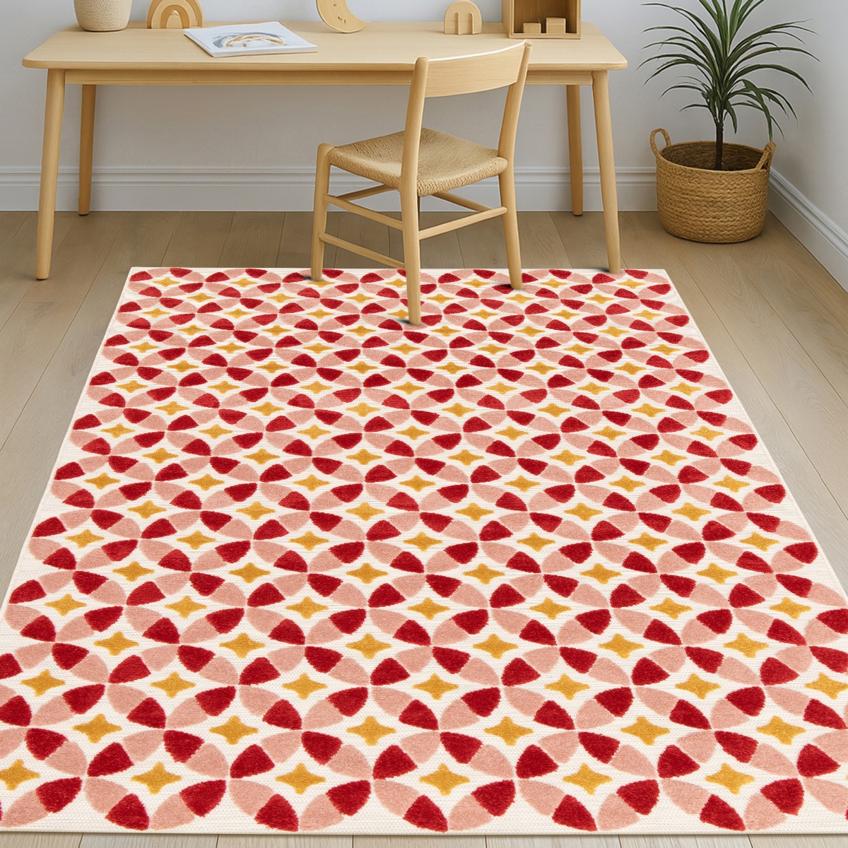 Tapis enfant à reliefs moderne et POP rouge, THE DECO FACTORY