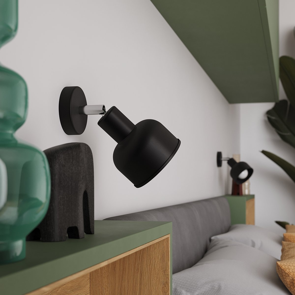 Applique Acier Noir E27 1 Elba noir, EDEN