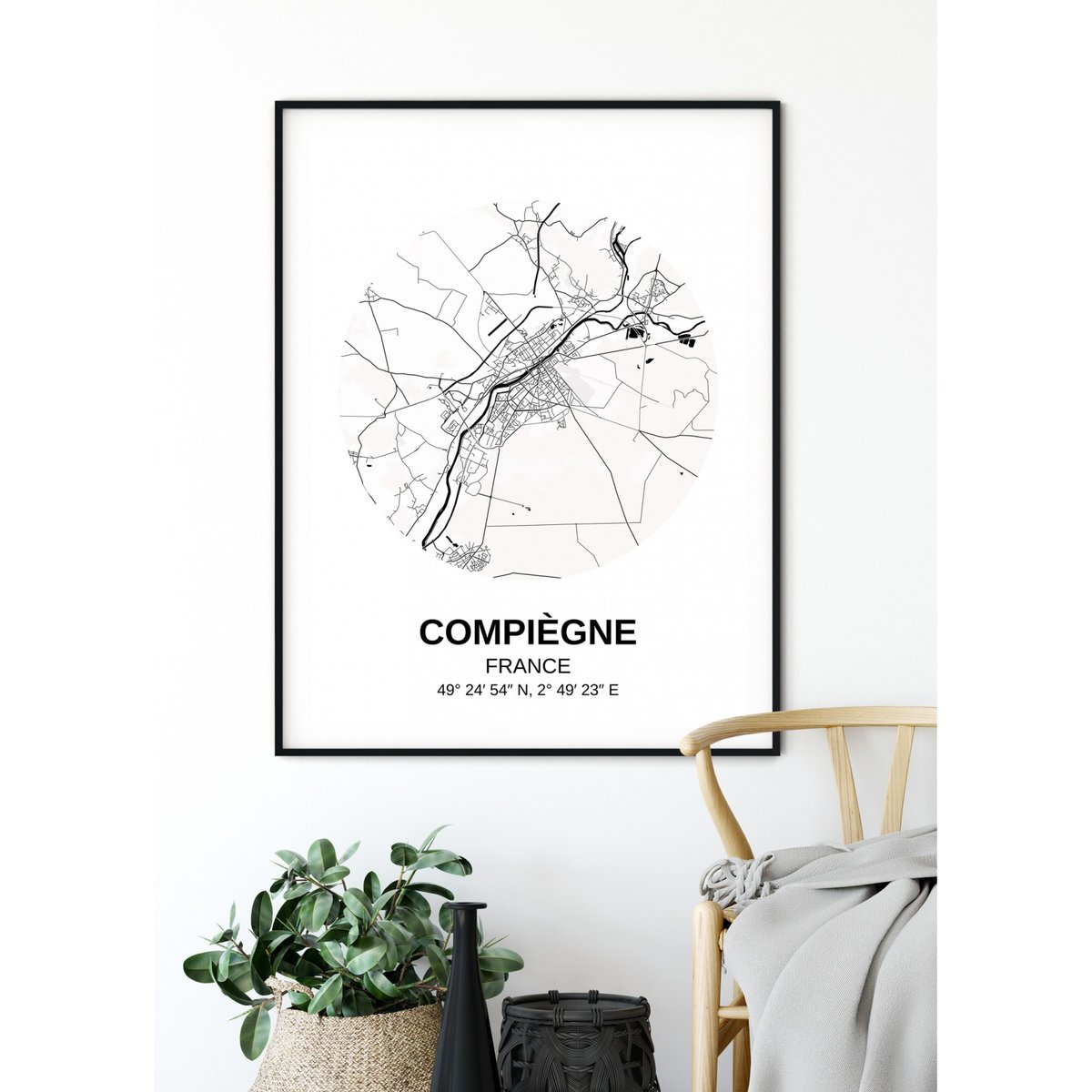 Affiche Carte Compiègne blanc, L'AFFICHERIE