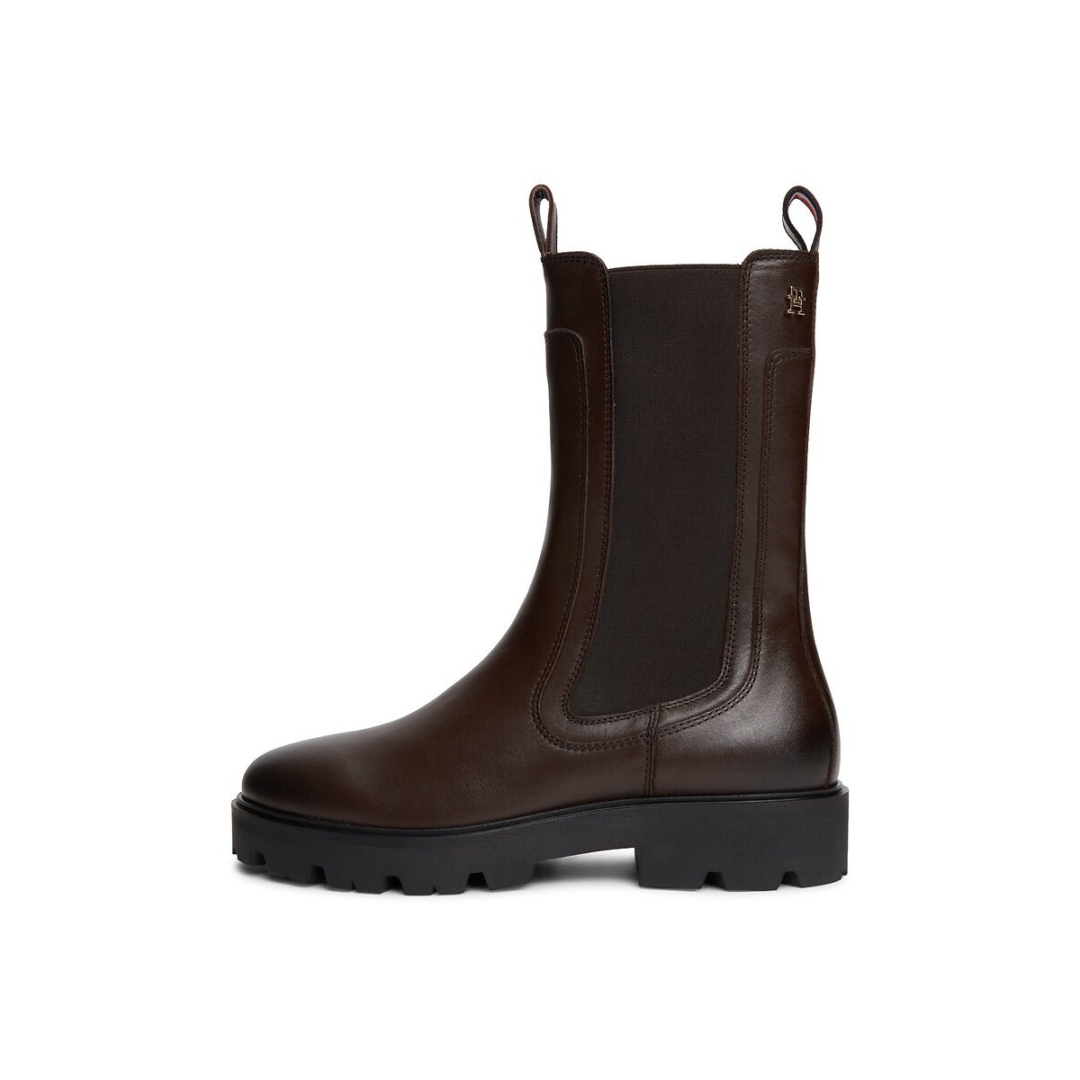 Leather High Chelsea Boots dark brown, TOMMY HILFIGER