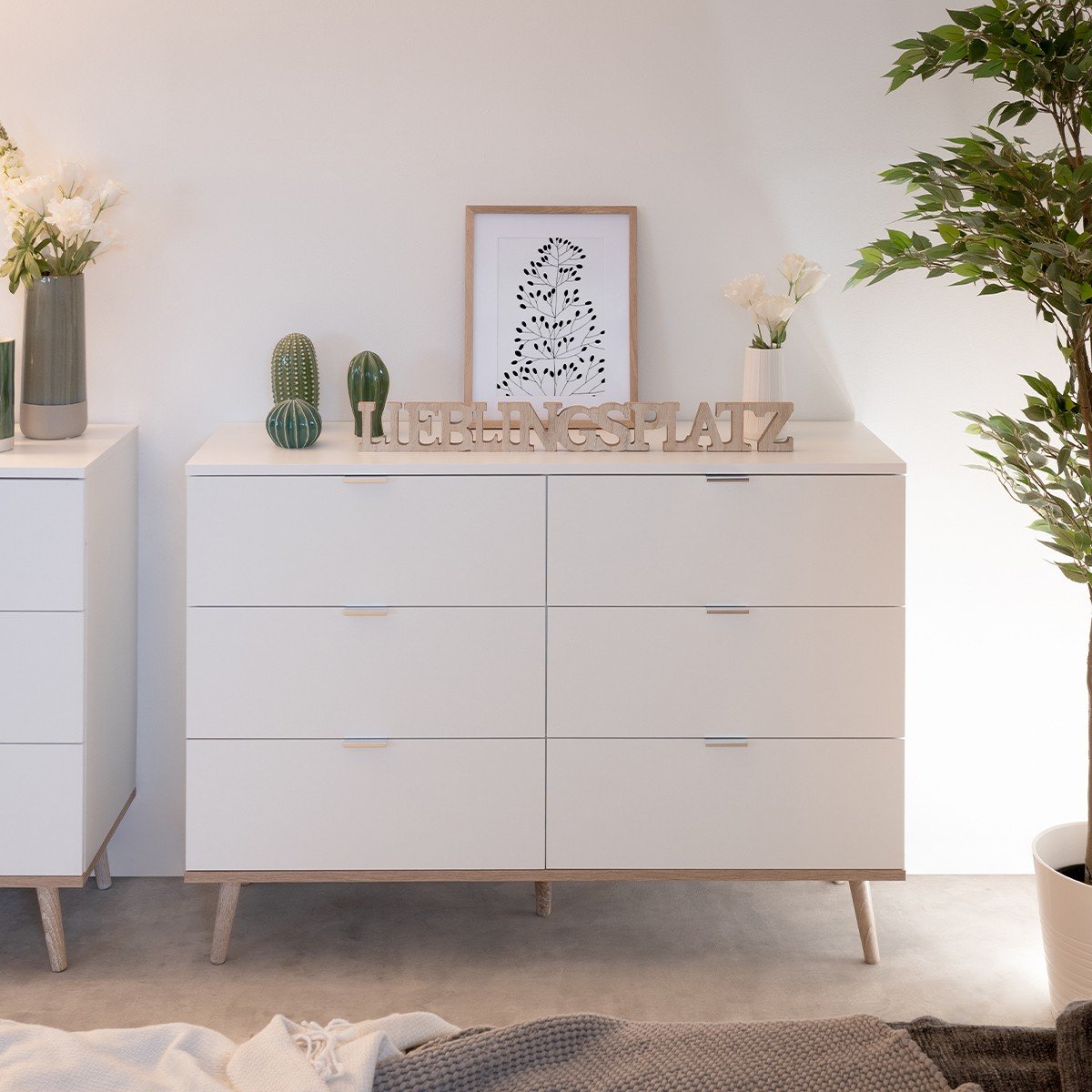 Commode 6 Tiroirs L120 cm - COPENHAGUE blanc, CALICOSY