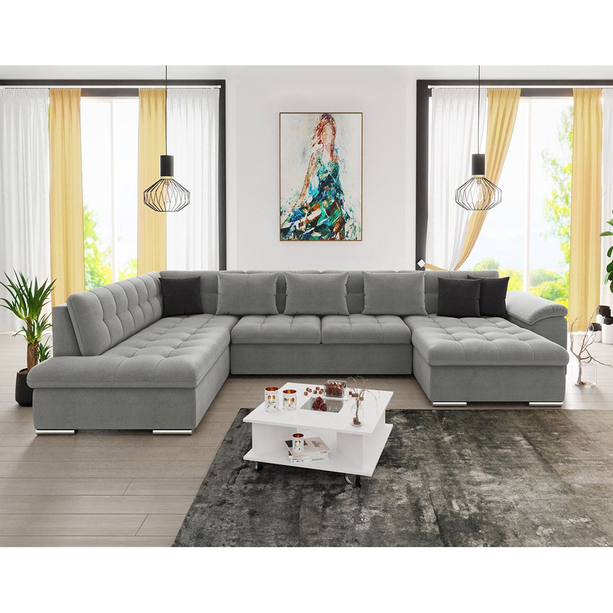 Canapé d'Angle Convertible 7 places - CHUCK gris, BEST MOBILIER