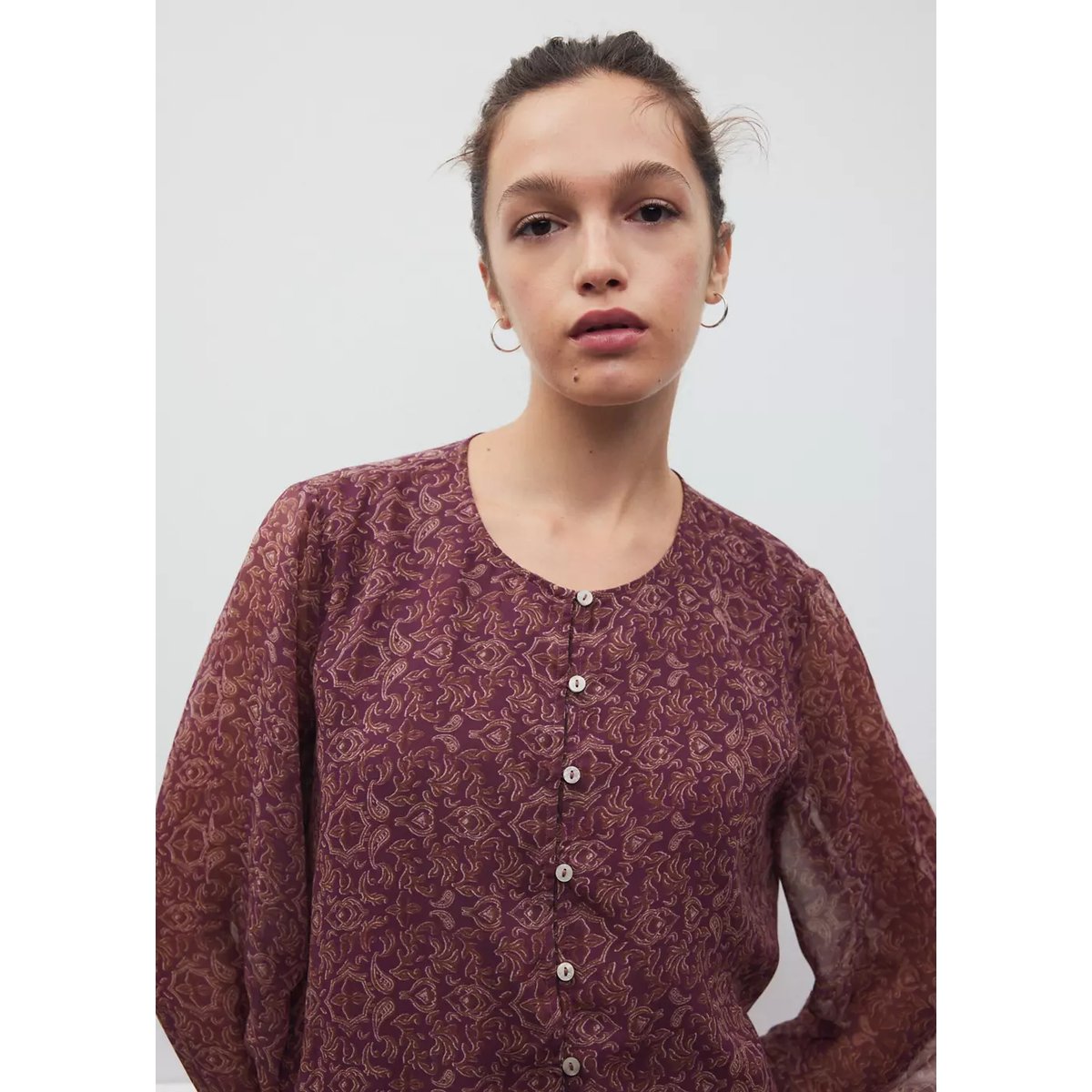 Chemise en mousseline imprimé à fleurs rose, MANGO TEEN