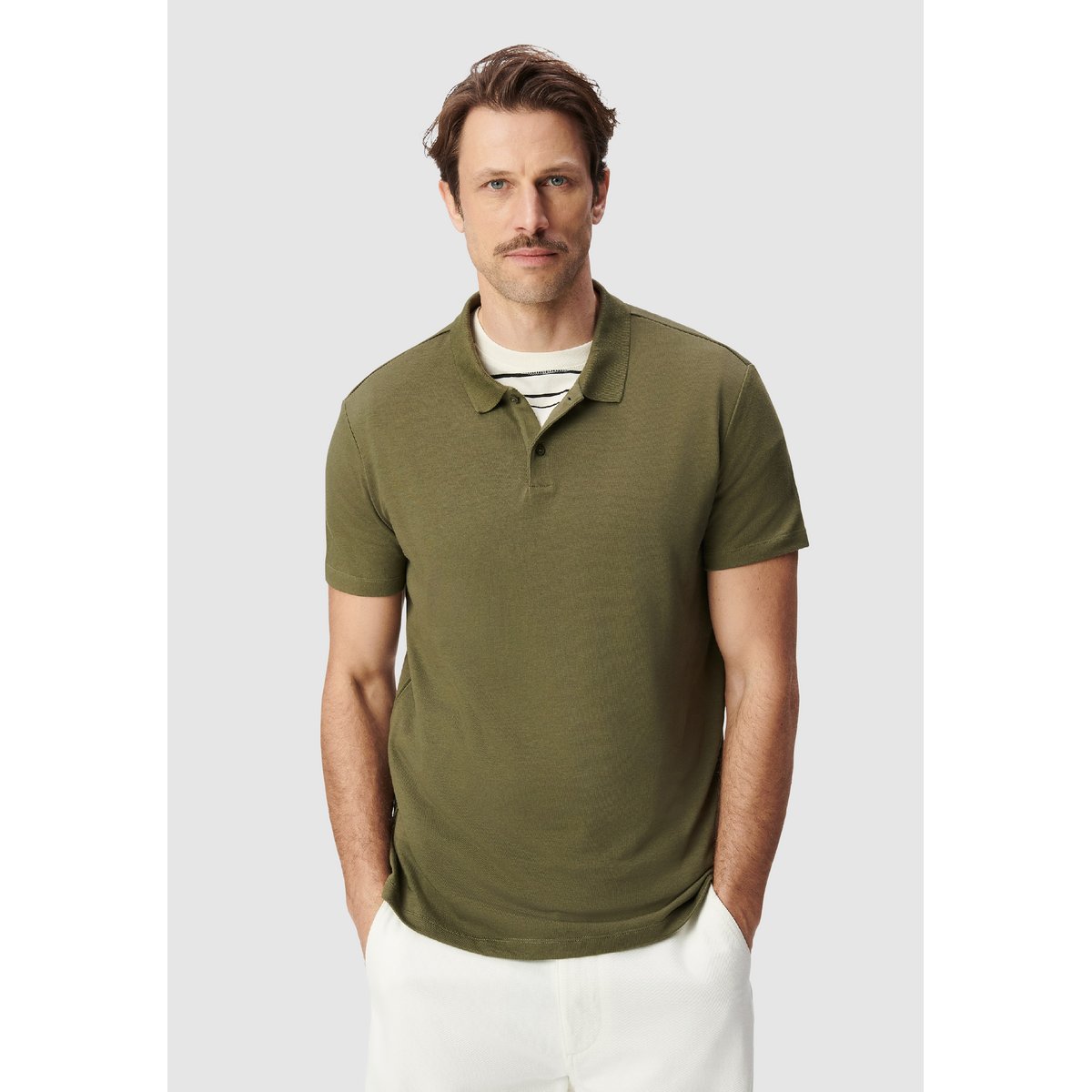 Polo manches courtes coton modal kaki, IKKS