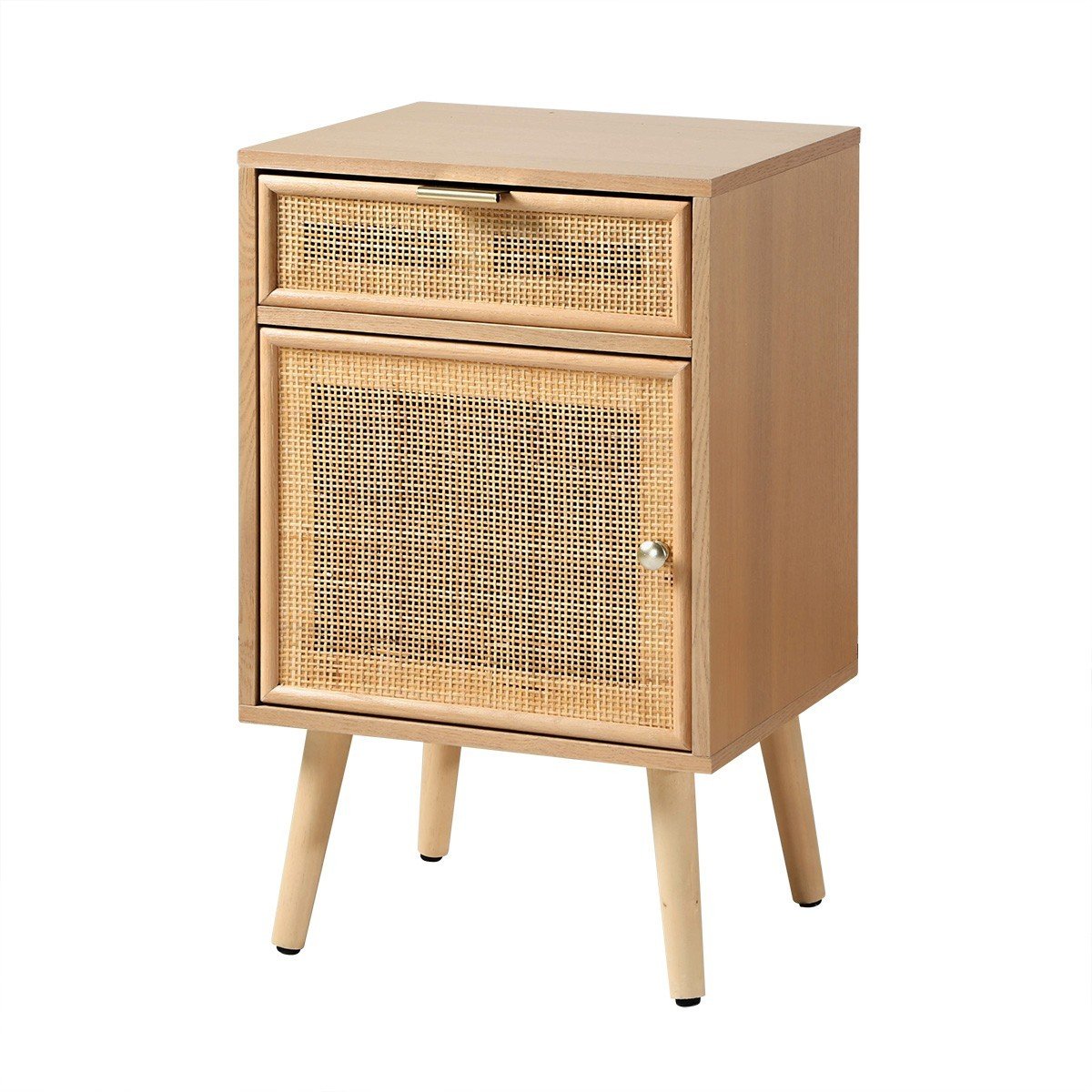 Table de chevet avec cannage en rotin naturel - MIYA bois clair, CALICOSY