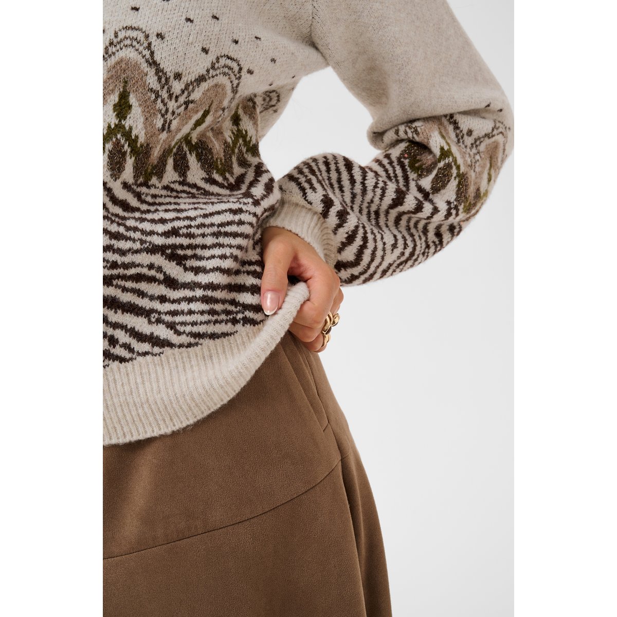 Pullover tricoté beige oat melange, CREAM
