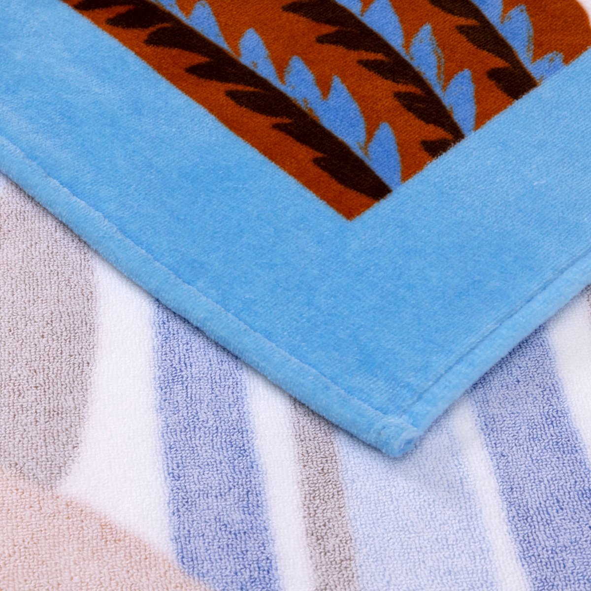 Serviette de plage en velours,TERRASSE a motif, DESFORGES