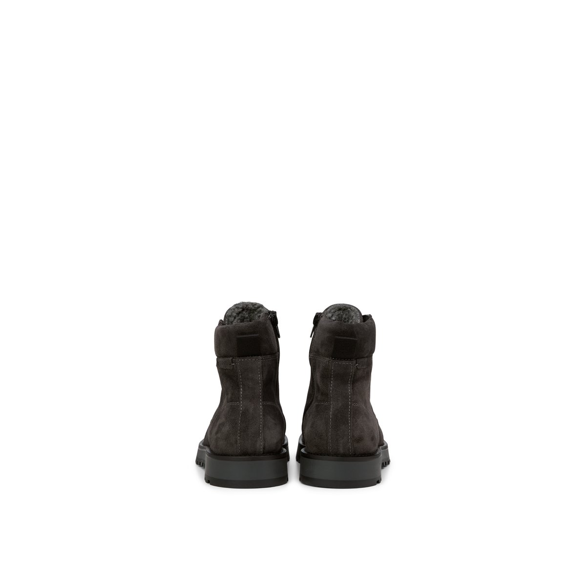 Bottes à lacets, modèle Jack avec fermeture éclair intérieure et doublure en peluche gris foncé, MARC O'POLO