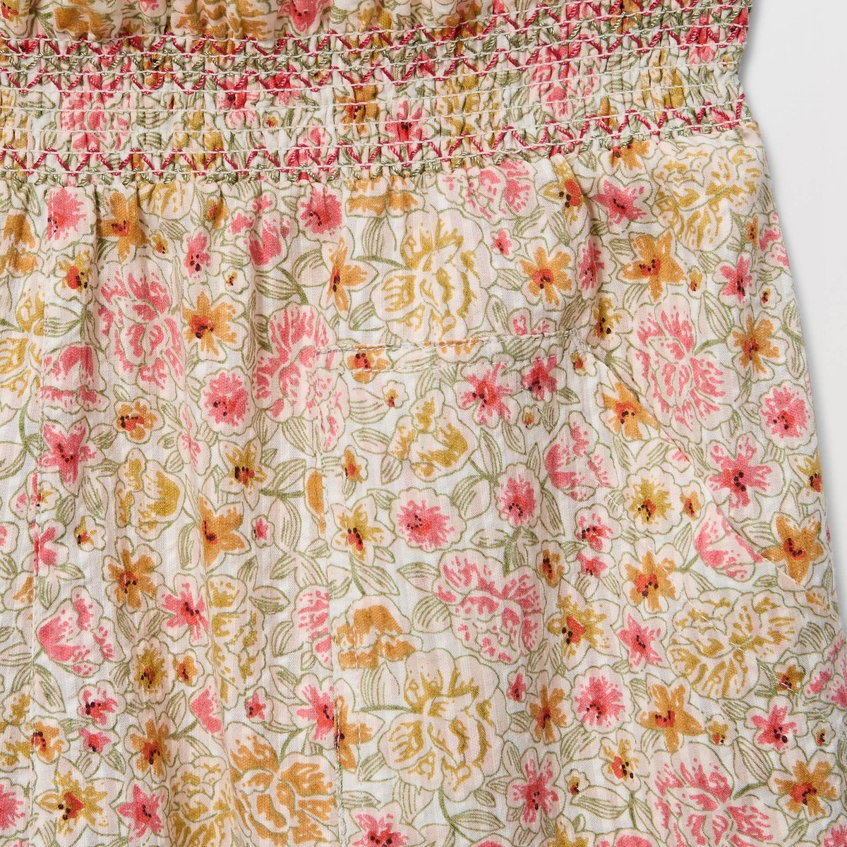 Short brodé en coton amaretti, MONOPRIX
