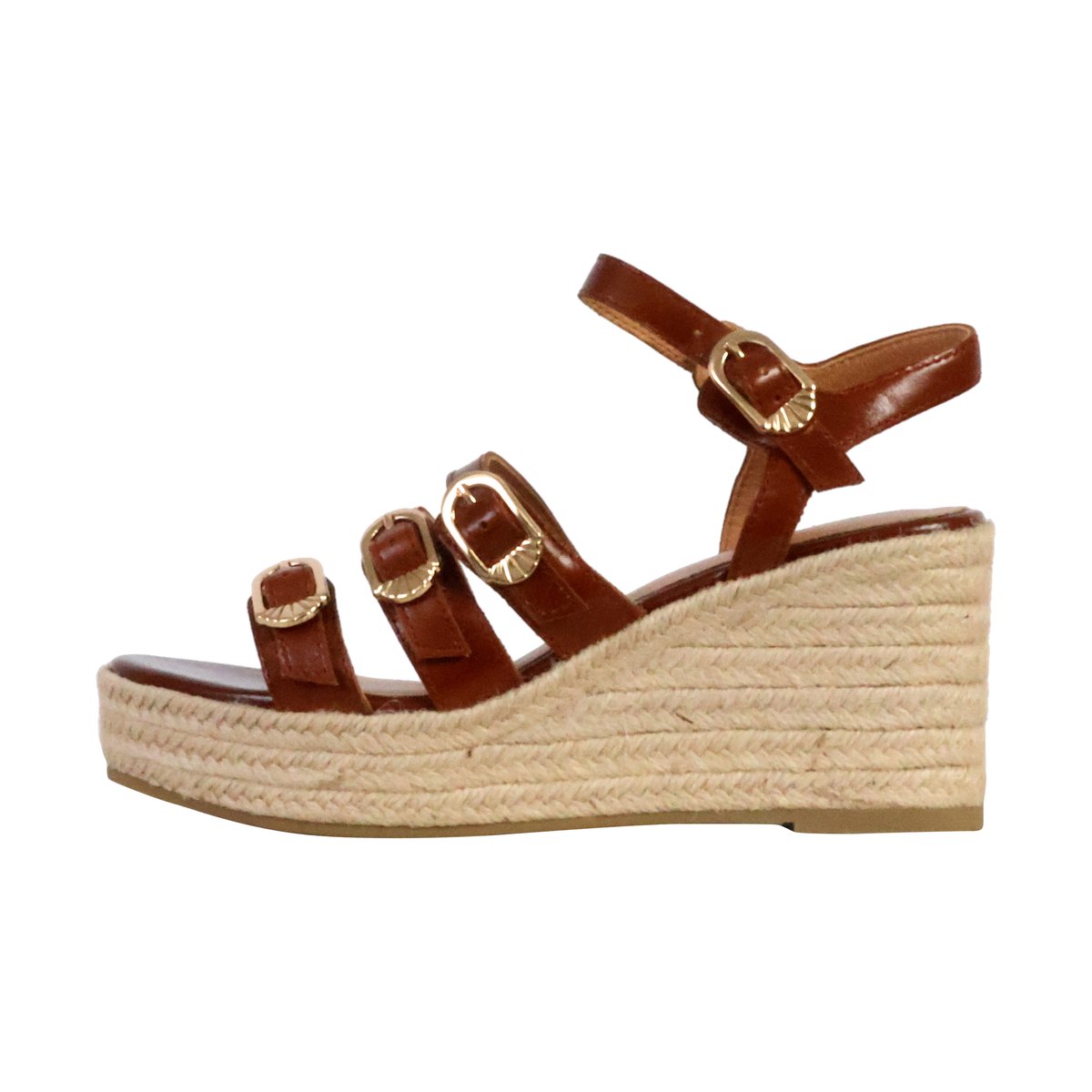 Sandales Compensées Cuir Talia cognac, EMILIE KARSTON