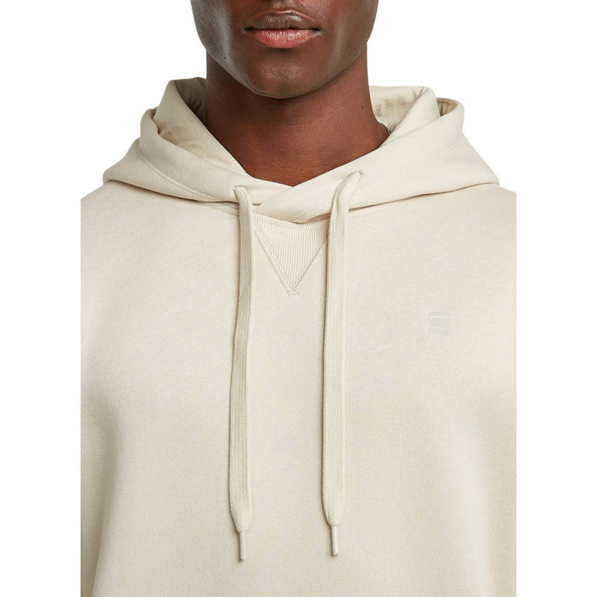 Sweat à capuche blanc uni avec une coupe droite et une poche kangourou blanc, G-Star RAW