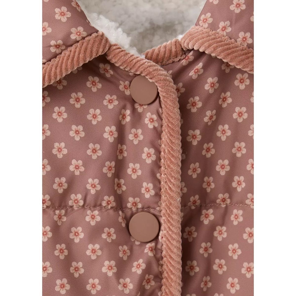 Anorak matelassé boutons rose, MANGO BABY