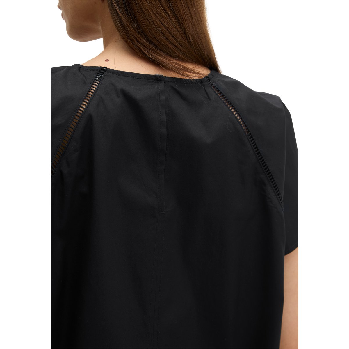 Blouse à manches courtes regular en popeline premium noir, MARC O'POLO