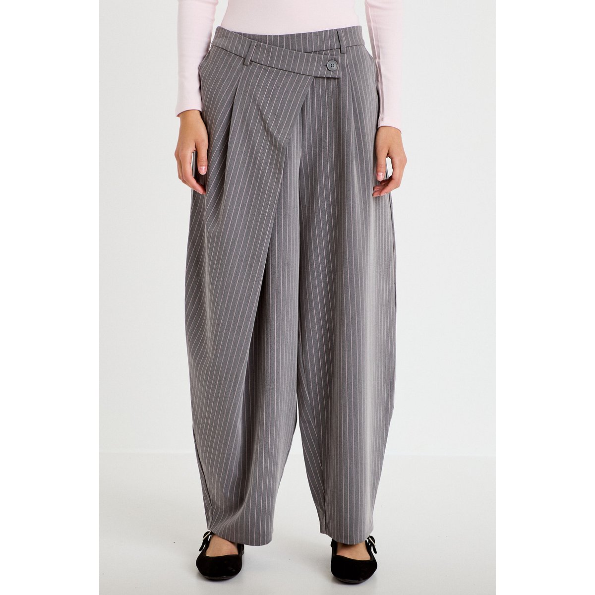 Pantalon barrel taille basse gris, CACHE CACHE