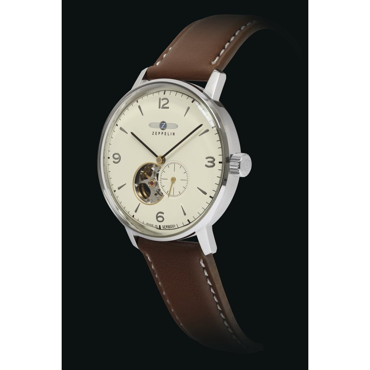 Montre Analogique  HINDENBURG argenté beige marron, ZEPPELIN