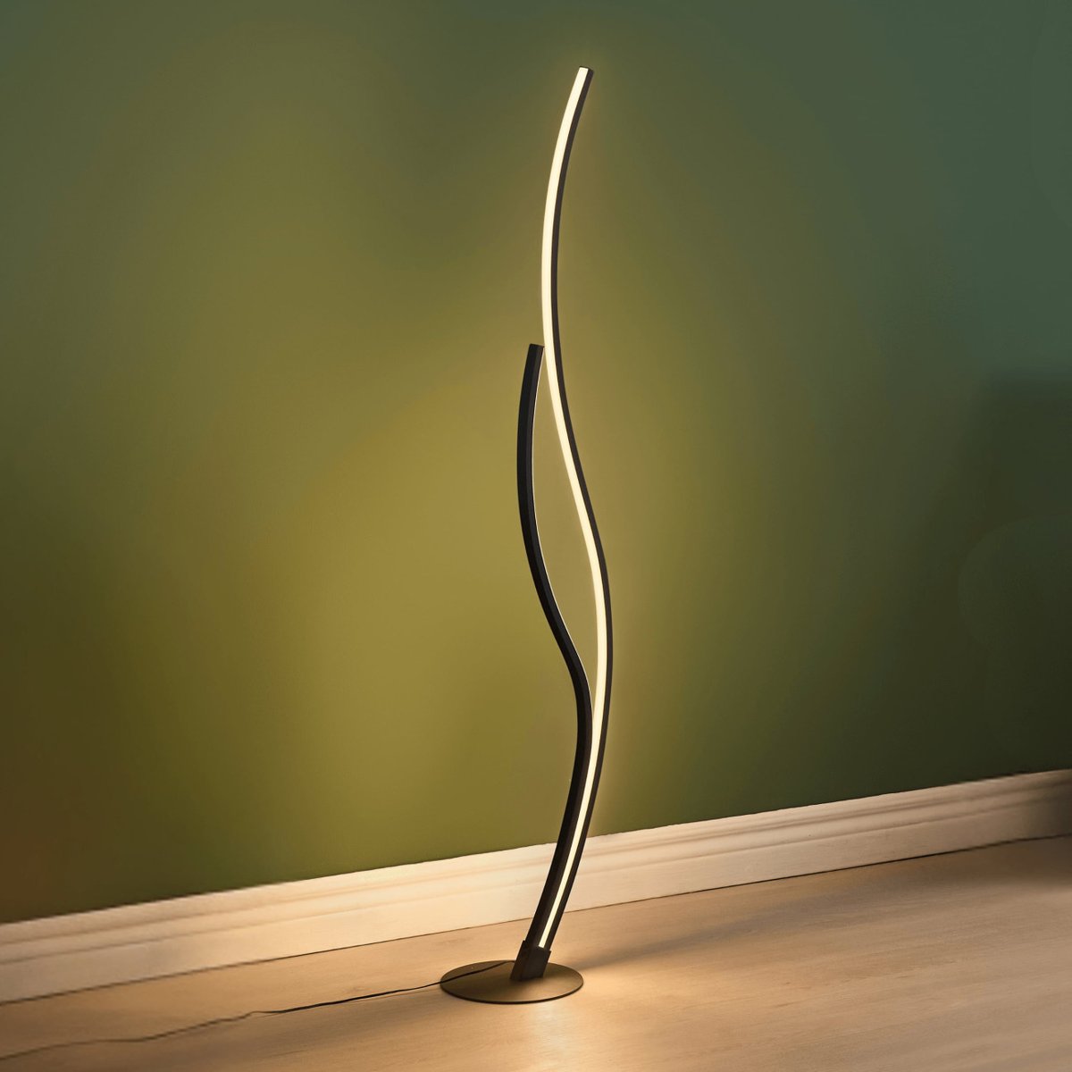 Lampadaire LED ondulé dimmable - YSORIA noir, KOSILUM
