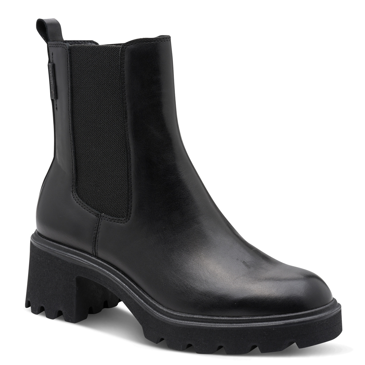 Bottines chelsea en cuir noir, TAMARIS
