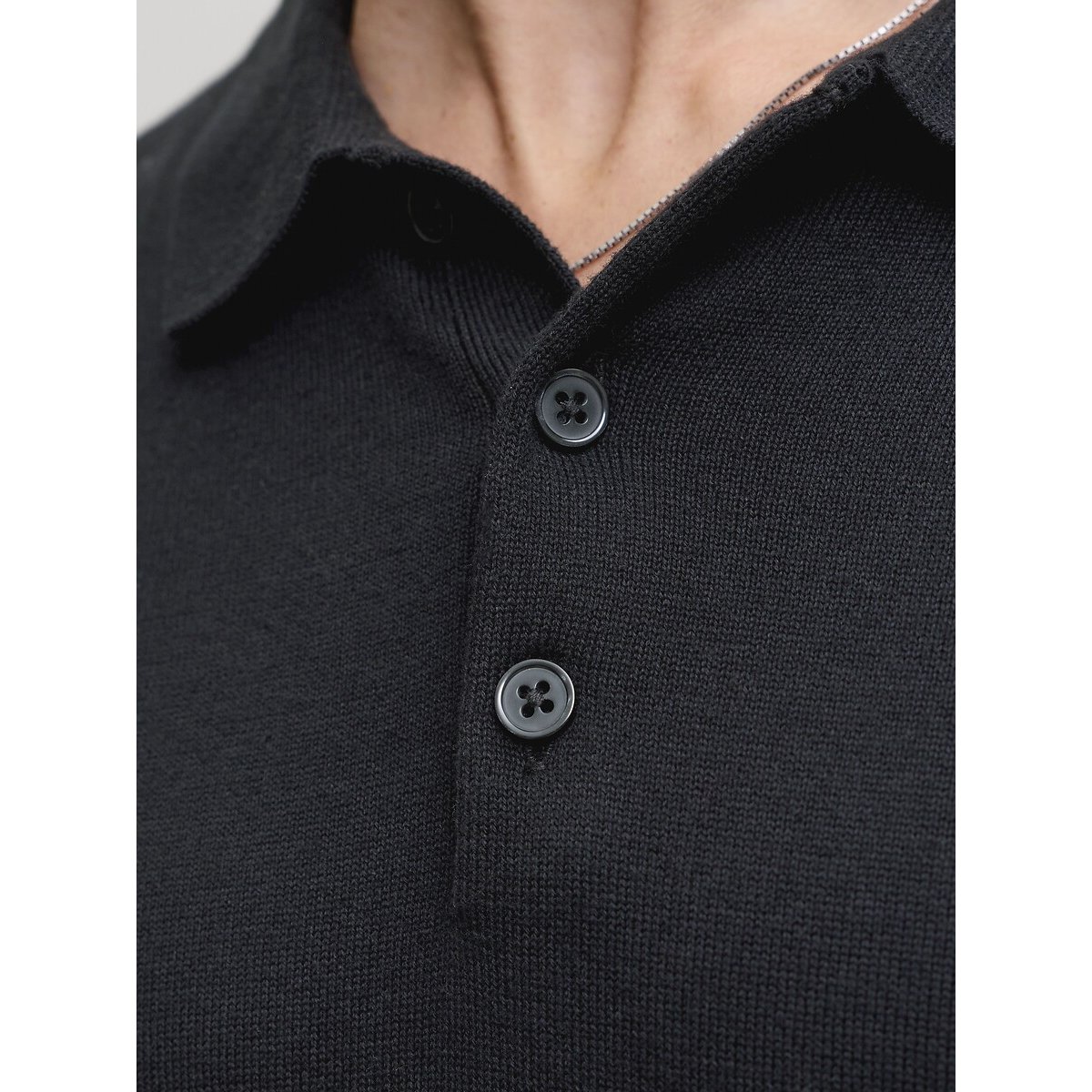 Maglione collo a polo nero , JACK & JONES