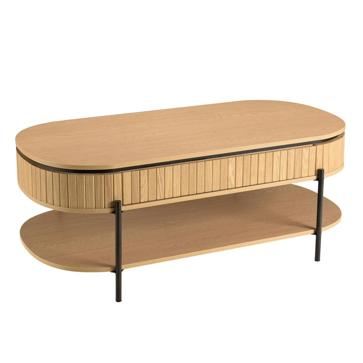 Table basse pin 2 plateaux bords arrondis ALMEIRA bois naturel, PIER IMPORT