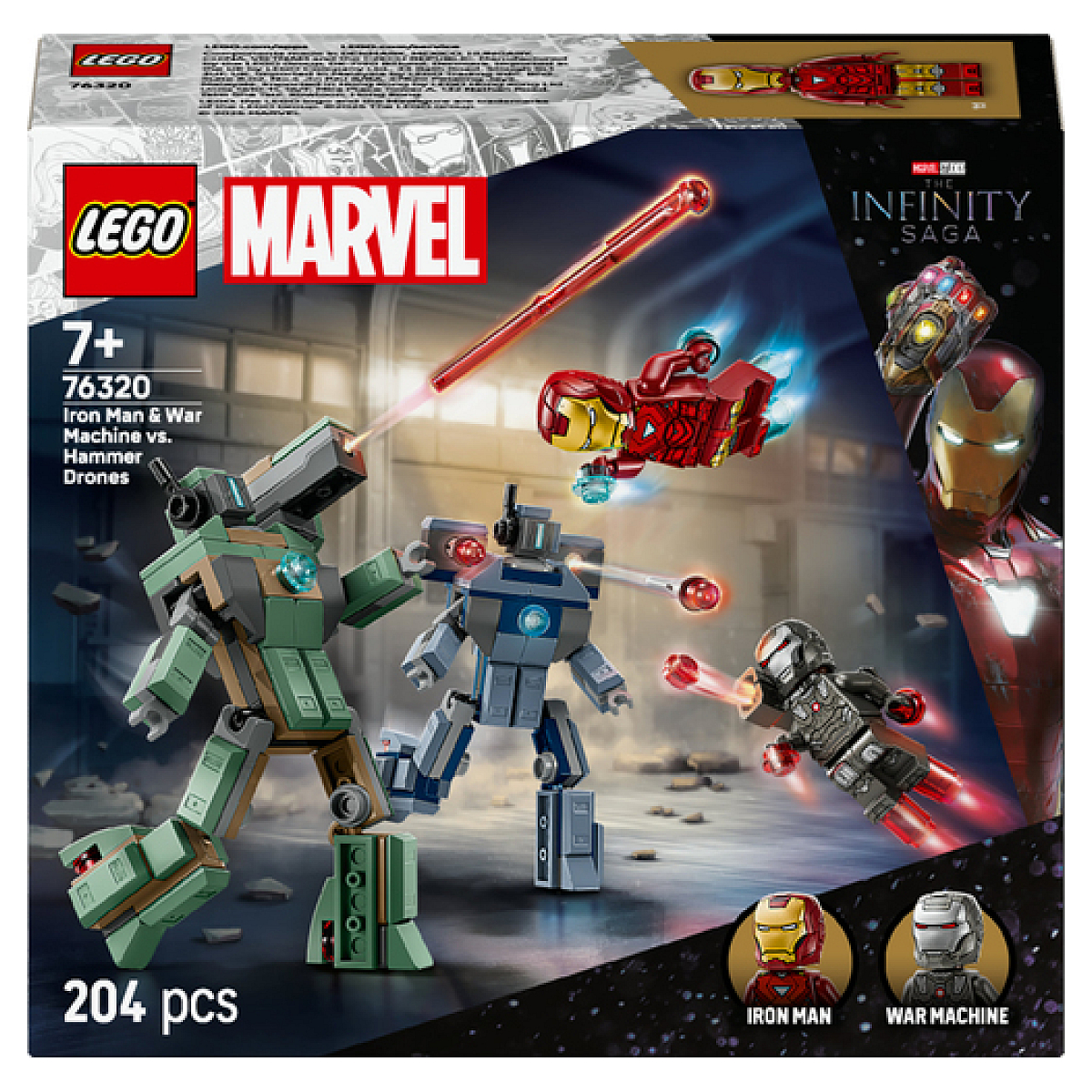 76320 Iron Man et War Machine contre les drones de Hammer couleur unique, LEGO