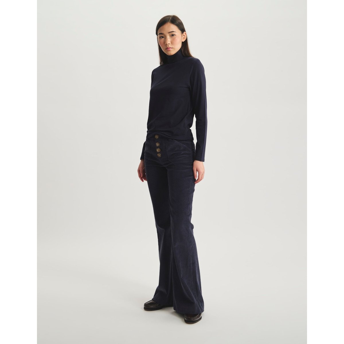 Top Matthieu à col roulé en coton bleu, INES DE LA FRESSANGE PARIS