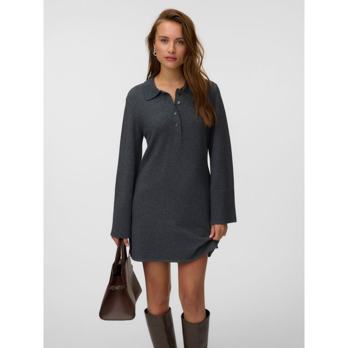 Robe En Maille dark grey melange, VERO MODA