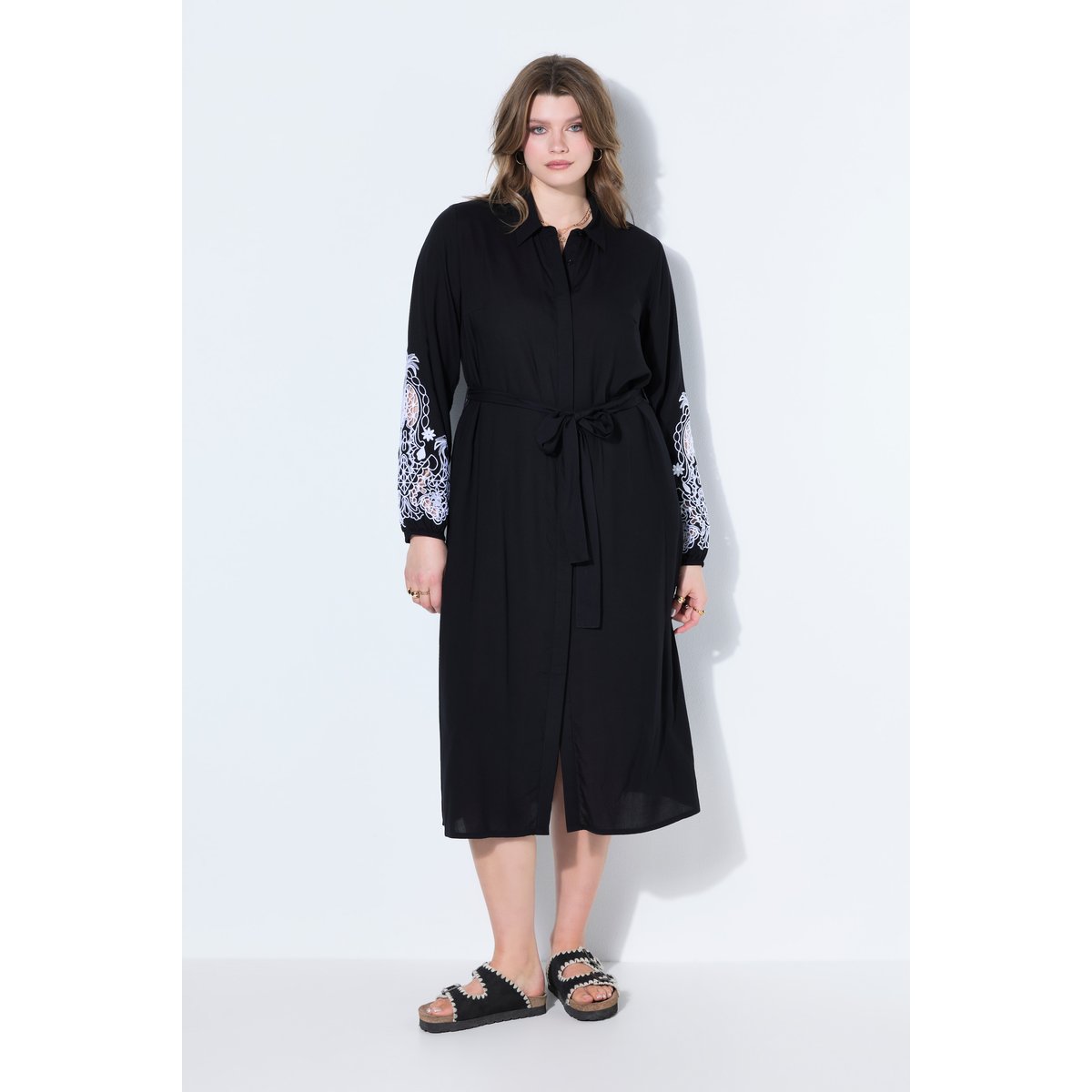 Robe-chemisier midi noir, STUDIO UNTOLD