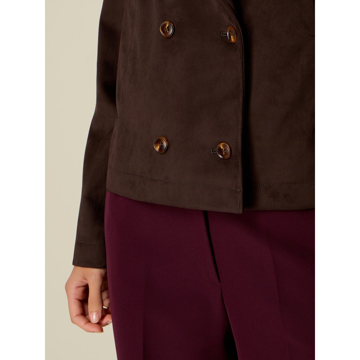 Trench-coat court croisé marron, OLTRE